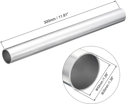 Miniatura 2 de uxcell Tubo Redondo de Aluminio 6063, Tubo de 35mm DE 32mm DI 300mm de Longitud para Proyectos de Industria DIY