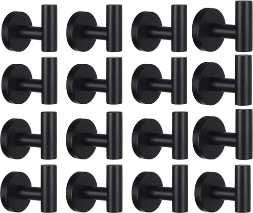 Ganchos para toallas de baño, para bata de baño, gancho de pared negro mate, gancho de pared de acero inoxidable resistente para colgar puerta,