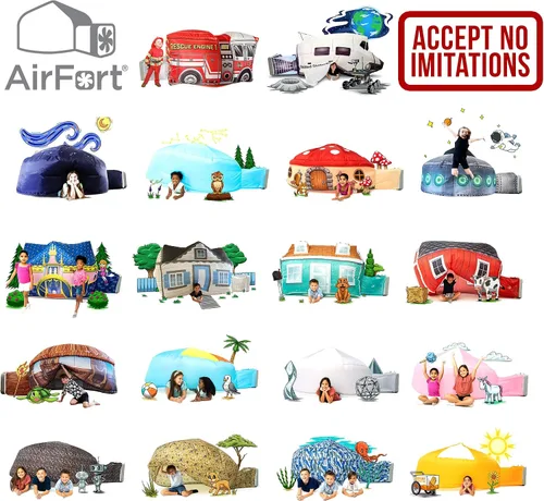 Miniatura 5 de AirFort - Fuerte inflable para niños, se construye en 30 segundos, tienda de campaña para jugar a partir de 3 años (pelota de playa azul)