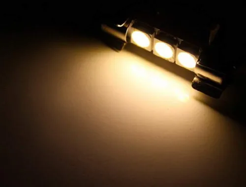 Miniatura 2 de iJDMTOY 3-SMD - Bombillas de repuesto 6614F de 1.142 in compatibles con luces de espejo de tocador de automóvil, blanco cálido