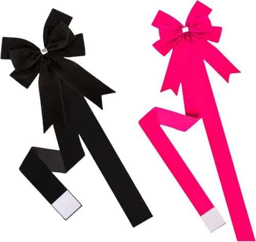 Miniatura 11 de Meseey 6 lazos grandes de terciopelo para armarios, lazos para puerta de armarios para Acción de Gracias, otoño, Halloween, Navidad, fiesta (negro)