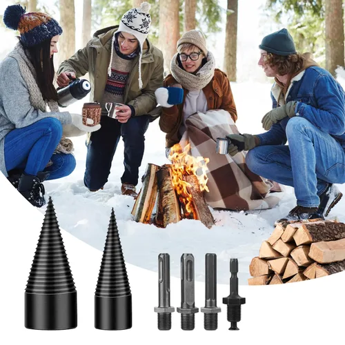 Miniatura 6 de Juego de brocas para dividir leña de 45+32 mm, juego de brocas para leña en llamas y kindling con diseño desmontable, tornillo en forma de cono