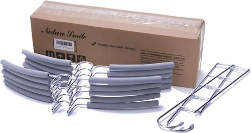 Miniatura 3 de Nature Smile Perchas de ropa para suéter sin hombros, múltiples capas para ahorrar espacio (paquete de 4 unidades, color gris claro)