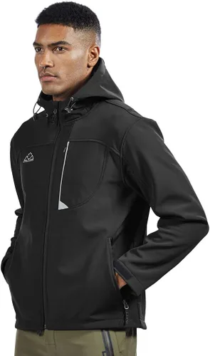 Miniatura 4 de TBMPOY Chaqueta Softshell con capucha para hombre impermeable resistente al viento esquí senderismo ropa exterior con forro polar