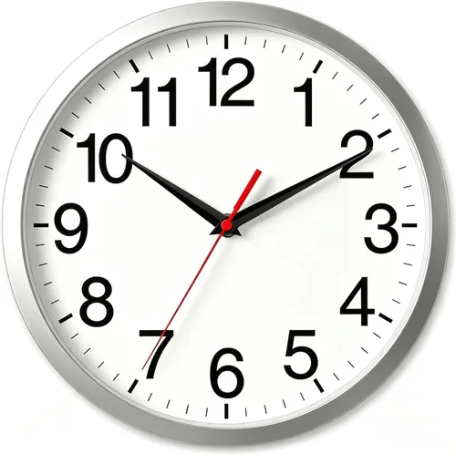 Rohioue Reloj de pared moderno de 8 pulgadas, silencioso, sin tictac, pequeño reloj analógico a batería, decorativo para sala de estar, oficina,