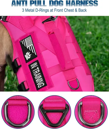 Miniatura 4 de Arnés Táctico para Perros - PETNANNY Arnés para Perros Chaleco de Perro de Servicio para Perros de Raza Grande, Panel de Velcro para Parches de Rosa