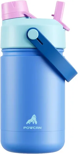 Miniatura 62 de POWCAN - Botella de agua con aislamiento de 18 onzas, con tapa de boquilla y pajilla 2 en 1, fría 24 horas, a prueba de fugas, apta para portavasos