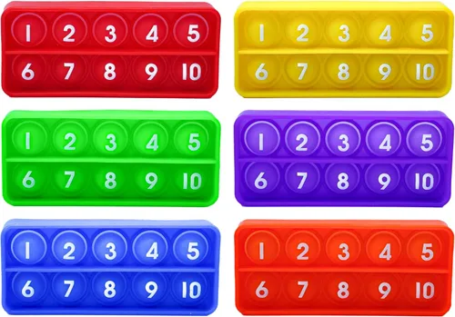 Ten Frame Pop Math Manipulatives - Juego de 6 juguetes de silicona para la ansiedad para aulas de jardín de infantes - Atractivos juguetes