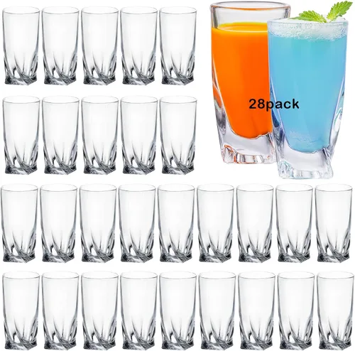 Juego de 28 vasos de chupito a granel con base pesada, vasos de whisky de 1.3 onzas, vasos de bebidas espirituosas, juego de vasos de tequila, vasos