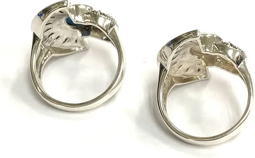 Miniatura 8 de Art Deco Style Egyptian Wallace Simpson Ring with Gilson Opal and Marcasite Stone 925 Sterling Silver