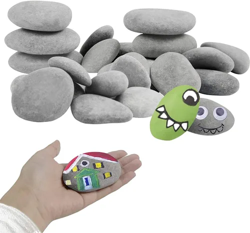 Simetufy 30 rocas de río para pintar de 1.2 a 3.5 pulgadas, piedras naturales, lisas y planas para manualidades, amabilidad y arte de jardín