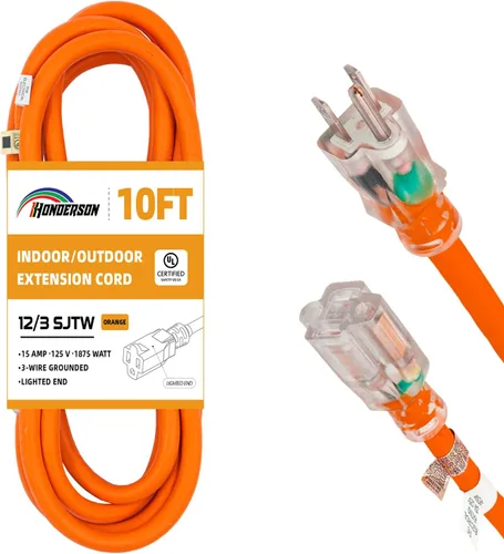 Miniatura 25 de Cable de extensión para interiores y exteriores, resistente a la intemperie con extremo iluminado, certificación UL, calibre 12, 20 pies, color Azul
