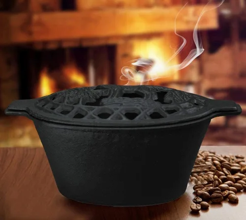 Miniatura 8 de Fire Beauty Estufa de leña humidificador de vapor con rejilla de hierro fundido, resistente a la oxidación, capacidad de 2.3 cuartos (lobo)