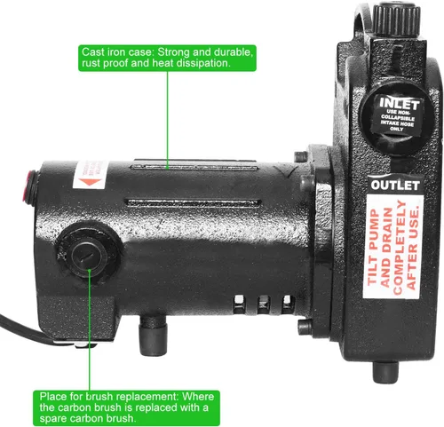 Miniatura 3 de 501B1-U Bomba de transferencia de agua 115V 1/2 HP 1500 GPH Bomba de transferencia de agua de alta presión con filtro de succión y conectores