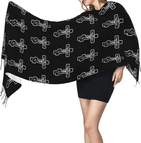 Miniatura 3 de Bufandas de borla suave y cálida bufanda de pashmina, chales grandes y envolturas de otoño, bufandas ligeras para mujer.