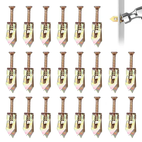 Miniatura 7 de SOPAMI Kit de 100 piezas de anclajes autoperforantes para paneles de yeso con tornillos, 50 piezas de anclajes para chapa (0.47X1.18 pulgadas) y 50