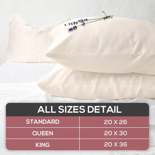 Miniatura 4 de Superity Linen Fundas de almohada de tamaño estándar, cierre de sobre, paquete de 2, 100% algodón suave y cómodo, color beige