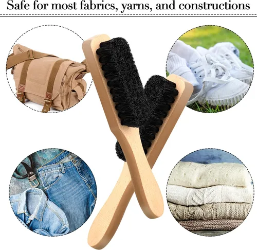 Miniatura 7 de 3 piezas de cepillo de manchas de lavandería cepillo de cerdas suaves muebles de terciopelo con mango de madera herramienta de manchas para limpieza