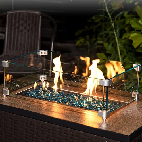 Miniatura 3 de GASPRO Cuentas de vidrio de fuego de 30 libras, vidrio de fuego brillante de 1/2 pulgada para chimenea, hoguera, mesa de hoguera de verano sin fin