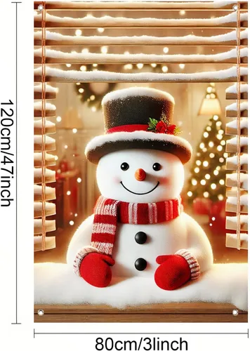 Miniatura 3 de BlissYard Cubierta de ventana de Navidad de 31 x 47 pulgadas, póster de muñeco de nieve para decoración de ventana de vacaciones de invierno