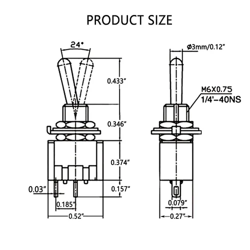 Miniatura 2 de Mxuteuk 8 piezas interruptor de palanca mini SPST interruptor en miniatura encendido/apagado 2 terminales 2 posiciones 6 A 125 V 3 A 250 V