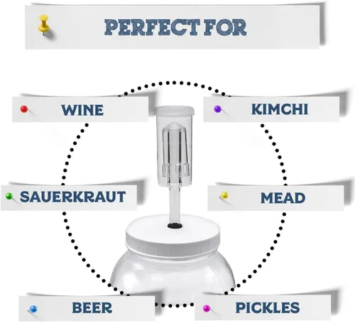 Miniatura 3 de Fermentaholics Airlock - Paquete de 4 esclusas para elaboración de cerveza y fermentación, uso con tapón de goma perforado, tapa con ojales