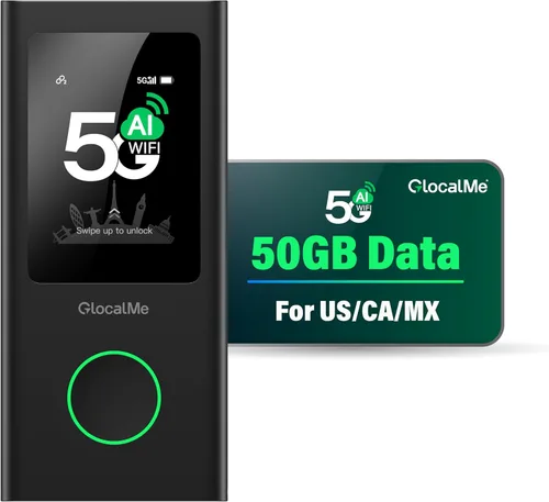 Miniatura 13 de GlocalMe Numen Air 5G Hotspot con datos de 30GB para EE. UU./CA/MX por 60 días, punto de acceso WiFi portátil para viajes, dispositivo de punto
