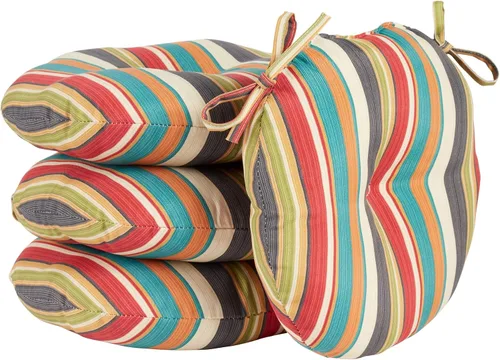 Miniatura 28 de South Pine Porch Juego de 4 cojines redondos para silla bistró de 15 pulgadas, diseño floral rojo Aloha