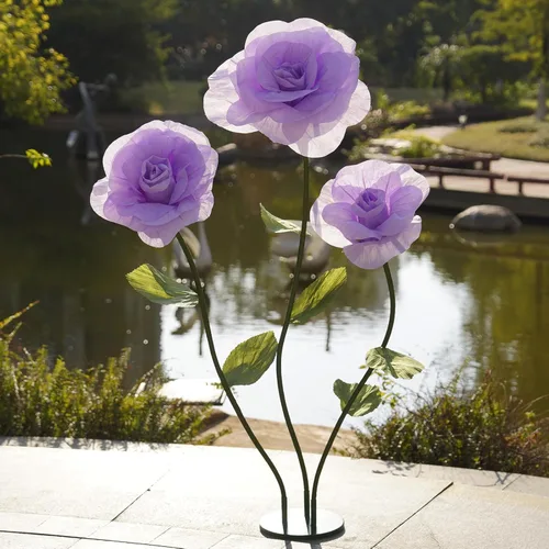 Miniatura 11 de Rosas negras de gran tamaño, flores artificiales gigantes para decoración con soporte, escultura de rosa de papel grande para bodas, fiestas