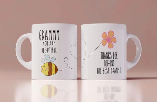 Grammy You Are Bee-Utiful Beautiful - Taza de café con mensaje personalizado con ilustración de abeja linda, regalo para el día de la madre, regalo