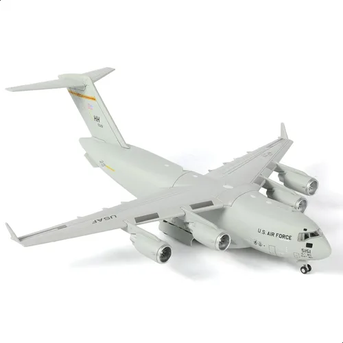 NUOTIE 1/200 C-17 GlobemasterⅢ Kits de modelo de avión fundido con soporte Transport Metal Airplane Modelo de avión pre-construido del Escuadrón de