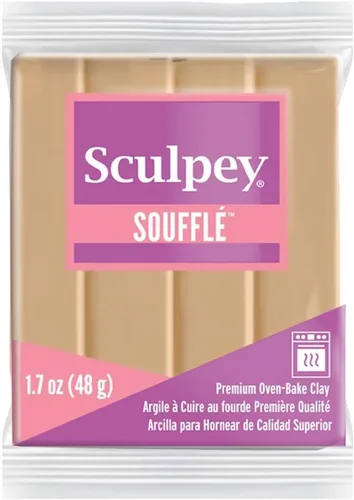 Sculpey Soufflé™ Polímero Horno Horno Arcilla, Latte Tan, no tóxico, barra de 1.7 onzas, ideal para la fabricación de joyas, vacaciones, bricolaje,