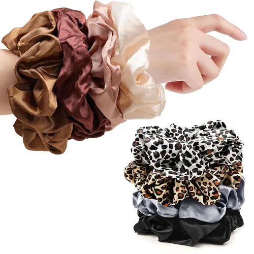 Miniatura 9 de Coleteros Negros para el Cabello para Mujeres - Coleteros Grandes de Satén Extra Grandes Jumbo Gigantes de Gran Tamaño Lindos para Cabello Rizado