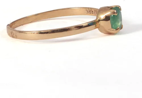 Miniatura 4 de Tienda Collection - Anillo de oro amarillo liso de 18 quilates para ella, Metal, Esmeralda