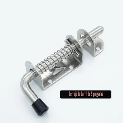 Miniatura 3 de JQK Pasador de pestillo con resorte, perno de barril de acero inoxidable 304 grueso de 0.079 in, cerradura de puerta de 5 pulgadas con acabado