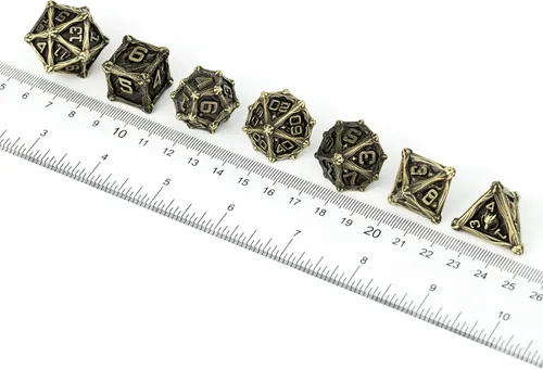 Miniatura 9 de Surpass DND - Juego de dados de metal, 7 piezas, para juegos de rol, dados poliédricos, regalos de mazmorras y dragones (turquesa antigua)