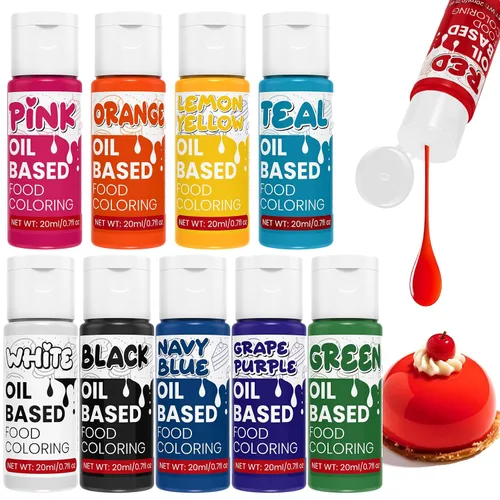 Colorante alimentario a base de aceite – 10 colores x 0.7 fl oz colorante alimentario para chocolate, alta concentración de grado alimenticio para