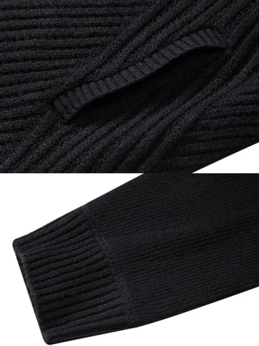 Miniatura 16 de VtuAOL Suéteres tipo cárdigan para hombre, con cremallera completa, cuello alto, cárdigan de punto casual con bolsillos