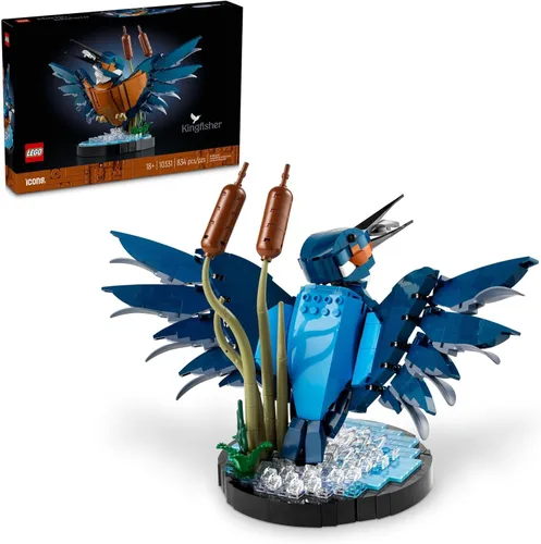 LEGO Icons Modelo de Ave Martín Pescador, Set Creativo para Adultos para Construir y Exhibir, Proyecto Relajante para Amantes y Entusiastas de las