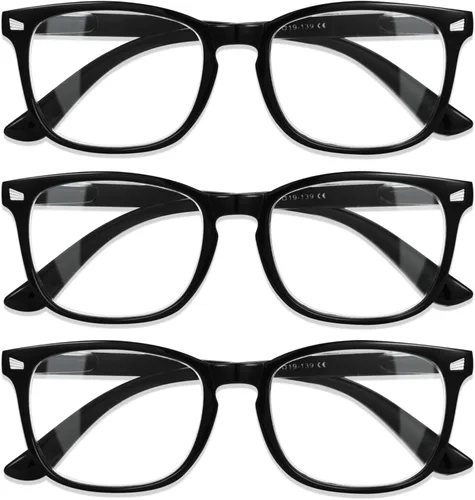 Miniatura 12 de CCVOO Lentes de lectura con estampado elegante, filtro de luz azul y protección UV, marcos cuadrados, lectores para mujer Leopardo