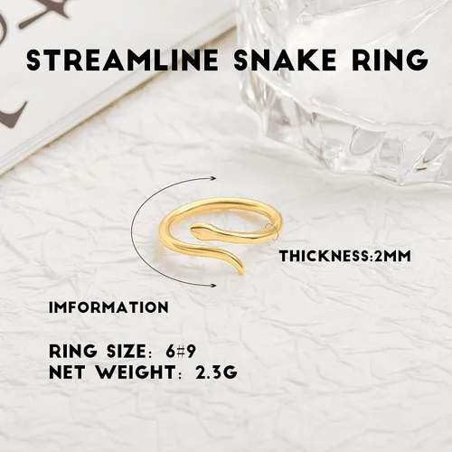 Miniatura 4 de Anillo de lágrima de cúpula chapada en oro de 18 quilates, ajustable, de bambú, de alto pulido, grueso, cómodo, anillo abierto, joyería minimalista
