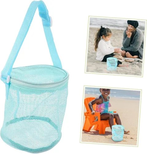 Miniatura 9 de Bolsa de playa para niños y niñas al aire libre, cubo de juguete de malla, organizador de almacenamiento de playa, guarda los juguetes en su lugar
