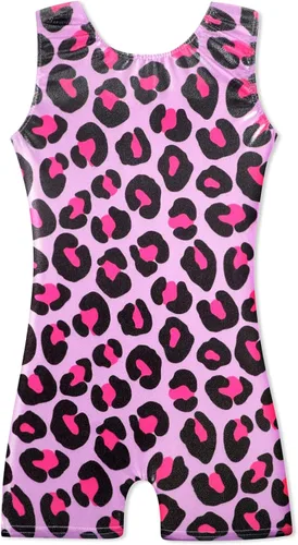HOZIY Leotardos de gimnasia con pantalones cortos para niñas y niños pequeños trajes de motociclista overol brillante de unicornio leopardo