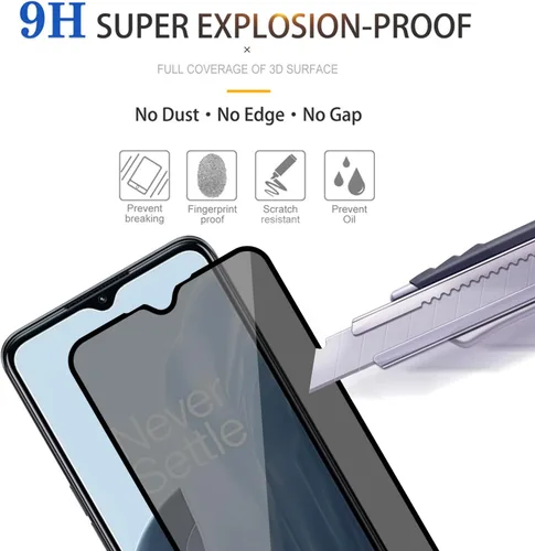 Miniatura 5 de Paquete de 2 protectores de pantalla de privacidad para Oneplus Nord N300 5G [vidrio templado antiespía], Ultra HD, antiarañazos, sin burbujas