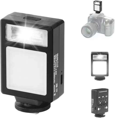 Miniatura 8 de Mini cámara flash Speedlite con luz de video, GN8 6500K flash externo ajustable, soporte universal de zapata caliente de un solo contacto, Negro A