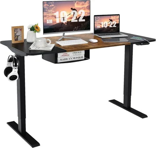 Miniatura 12 de Tangkula 55-Inch Electric Standing Desk with 4 Storage Drawers & Monitor Stand, Height Adjustable Stand Up Desk with 3 Memory Heights & Hook