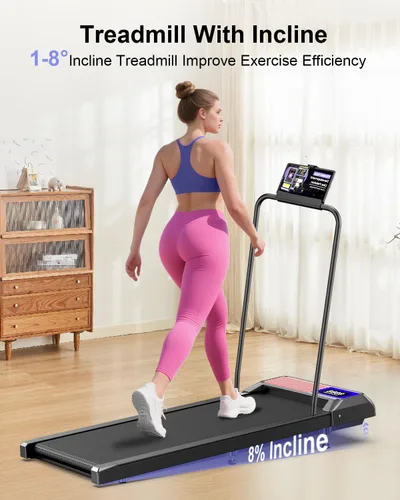 Miniatura 2 de HCOIW Walking Treadmill Pad with Incline - Portable Under Desk Treadmill, Walking Mat Pad with Handle Bar, 2.5HP Low Noise, 2 in 1 Treadmills for