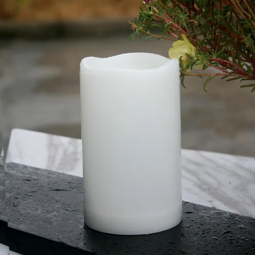 Miniatura 38 de 4 velas LED escalonadas sin flama, de pilas, impermeables, para exteriores, con temporizador, luz nocturna parpadeante de resina plástica, para Cera.