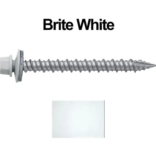 Miniatura 3 de Brite - Tornillos para techos de metal blanco (10 x 2 unidades), cabezal de arandela hexagonal, arranque automático/roscado, arandela EPDM, 3 x 250