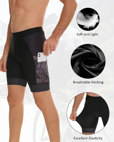 Miniatura 9 de DEALYORK Pantalones cortos de ciclismo acolchados para hombre, ropa interior de bicicleta con acolchado 3D, forro de montaña, para ciclismo